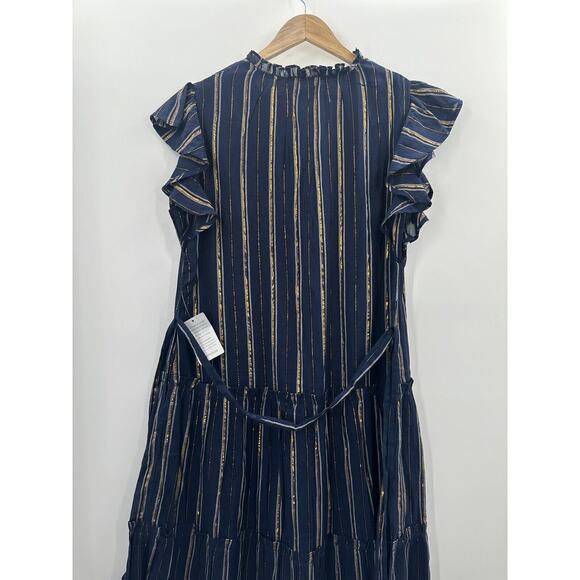 Adelyn Rae Boho Chic Nina Cotton Midi Dress Navy Blue Xlarge Classic With Pocket - Picture 8 of 12